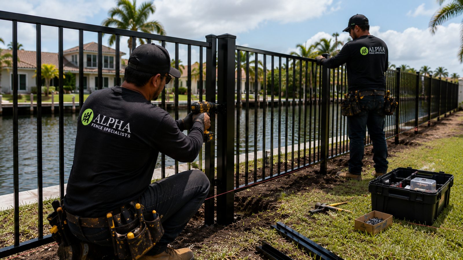 Premium aluminum fence installation by Alpha Fence Specialists in Palm Beach