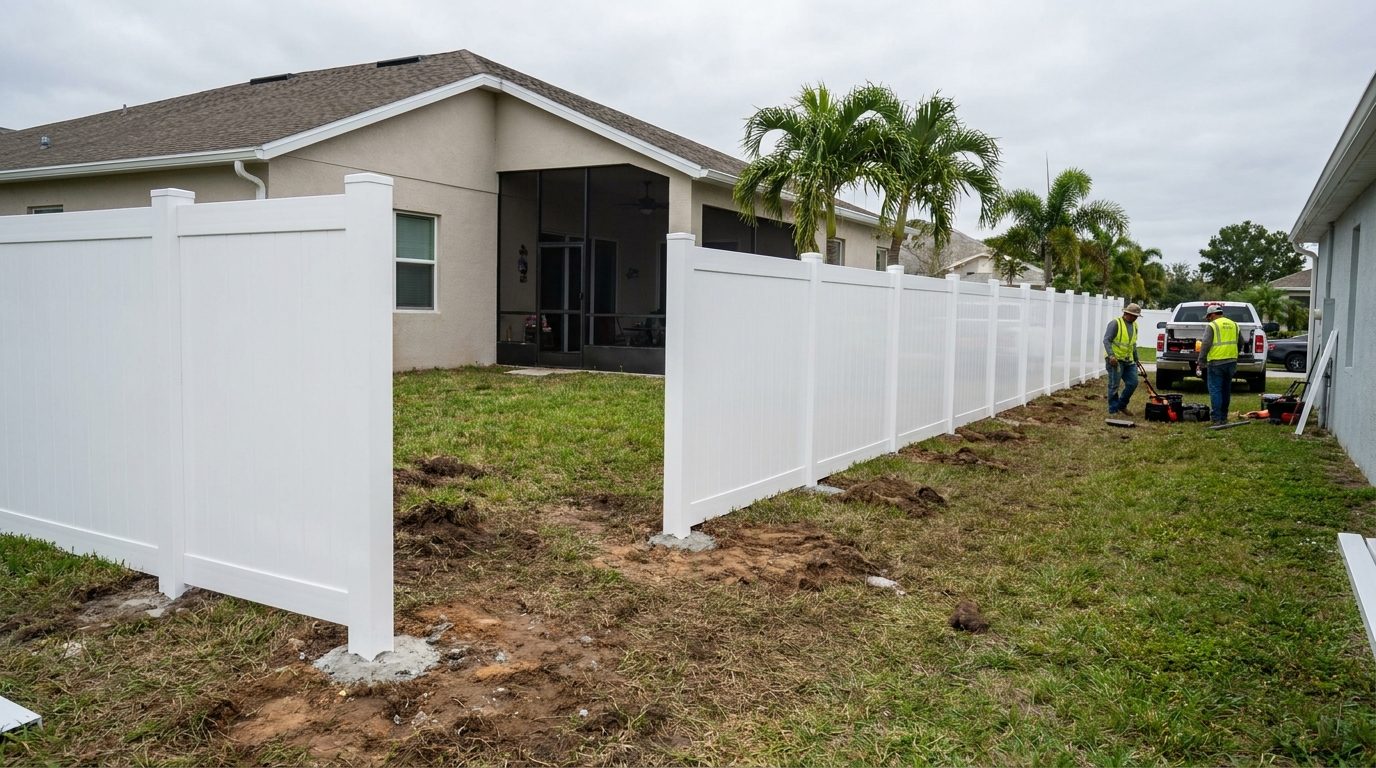 Vinyl fence installed in Lake Worth, Florida by Alpha Fence Specialists