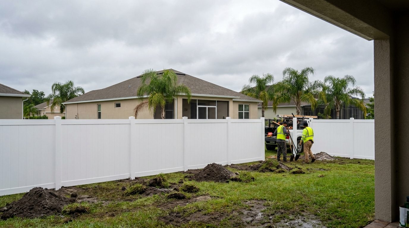 Vinyl fence installed in Boynton Beach, Florida by Alpha Fence Specialists