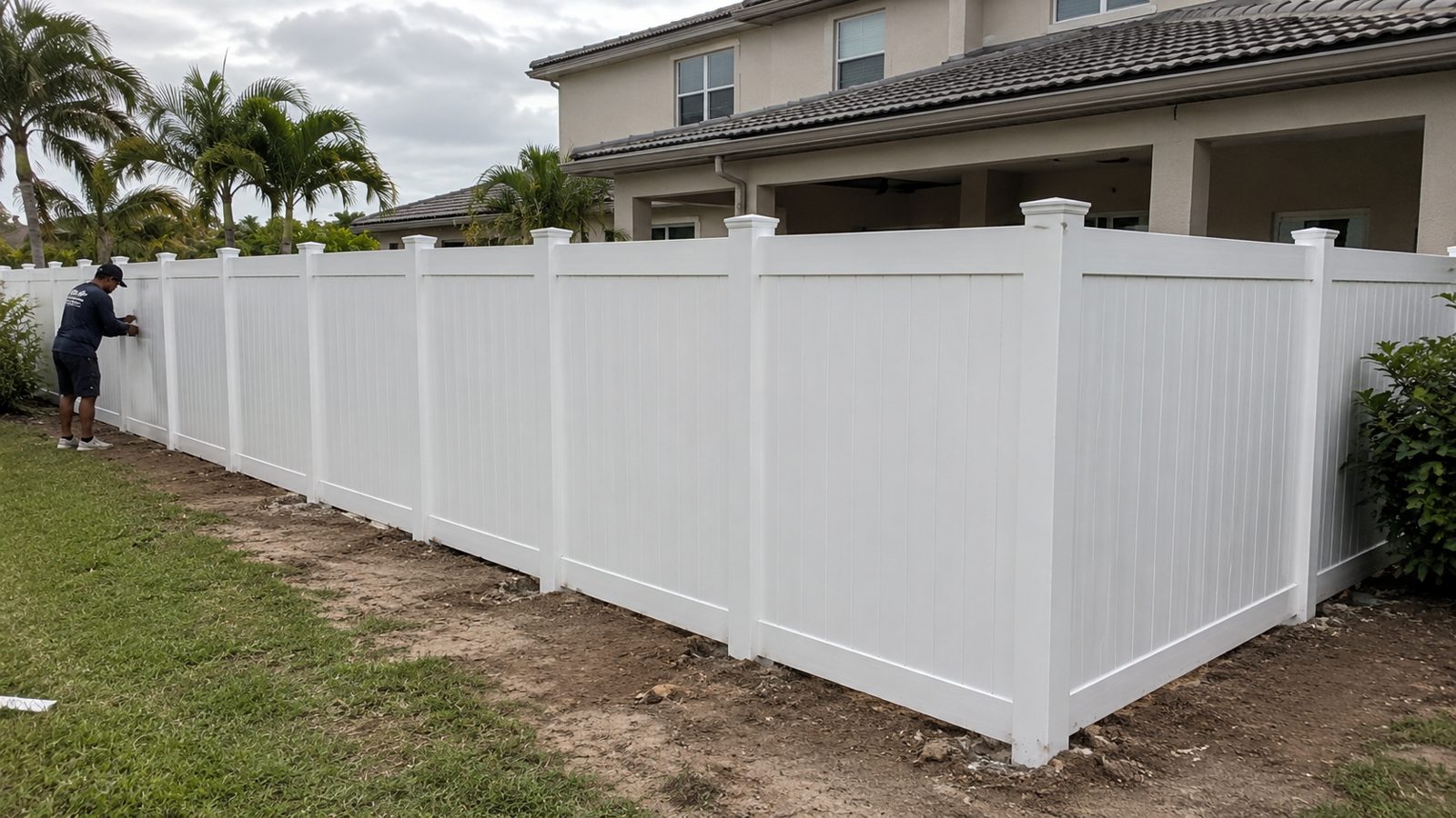 Vinyl fence installed in Boca Raton, Florida by Alpha Fence Specialists
