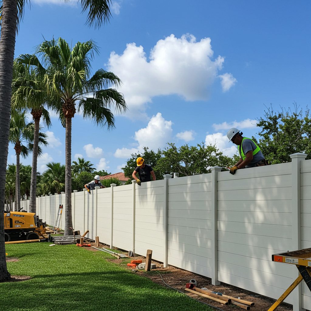 Vinyl fence installed in Riviera Beach, Florida by Alpha Fence Specialists