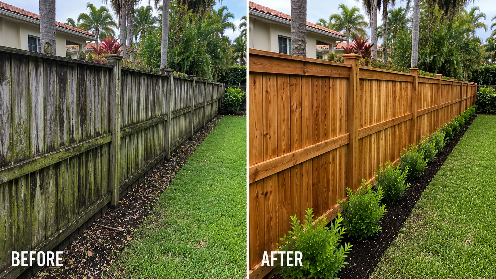 Before and after: weathered wood to fresh cedar